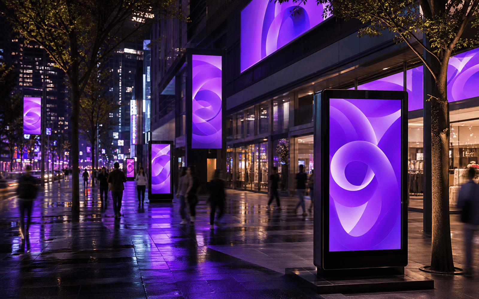 Street Signage & Lightbox — City-center pedestrian zone